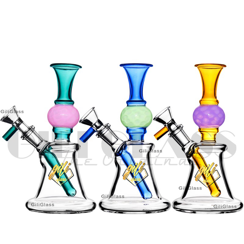 7 Inch Hookahs Straight Perc Heady Glass Bongs Ball Shape Water Pipes N Holes Percolator 14mm Small Mini Oil Dab Rigs With Bowlquartz banger harb bowl