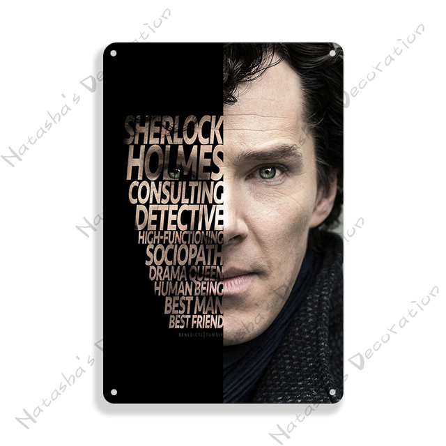 Reasoning TV Sherlock Metal Painting Poster Rusty Cafe Home Bar Club Wall Tin Sign Metal Signs Decorative Plate Plaque Man Cave 20cmx30cm Woo