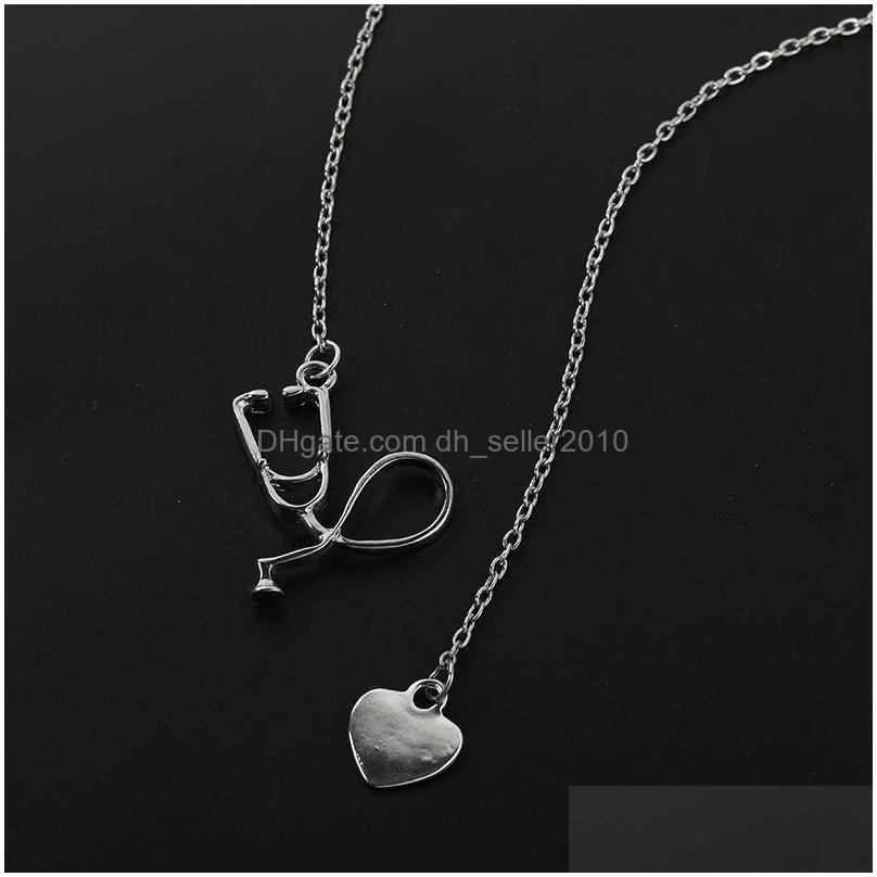 2024Pendant Necklaces Fashion Jewelry Stethoscope Heart Pendant Necklace Doctor Nurse Drop Delivery Necklaces Pendants Dhx7H