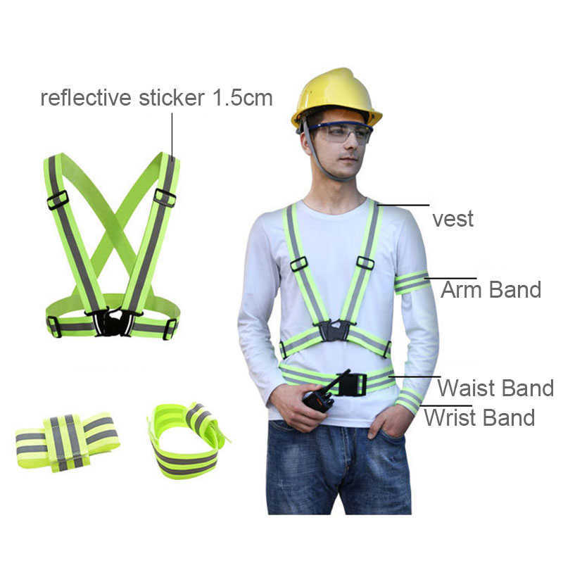 Reflective Vest Unisex High Visibility Adjustable Safety s Elastic Strip Security Traffic Night Working Running Cycling
