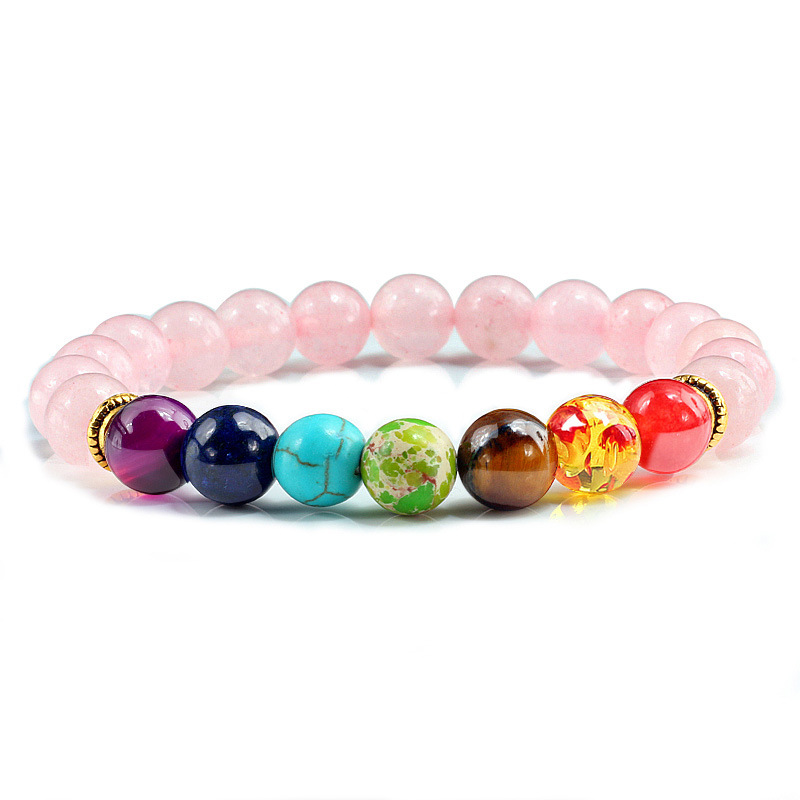 Braccialetto di perline di pietra naturale Braccialetto multicolore 7 Chakra Healing Balance Beads Bracciale le donne Reiki Preghiera Yoga Gioielli da polso