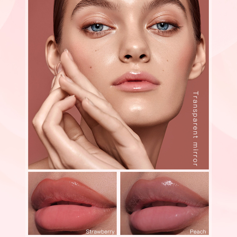 Pudaier Strawberry Peach Moisturizing Mulder Lip Gloss voedzame transparante vloeibare Lipstick Oil Clear Lipgloss9952324