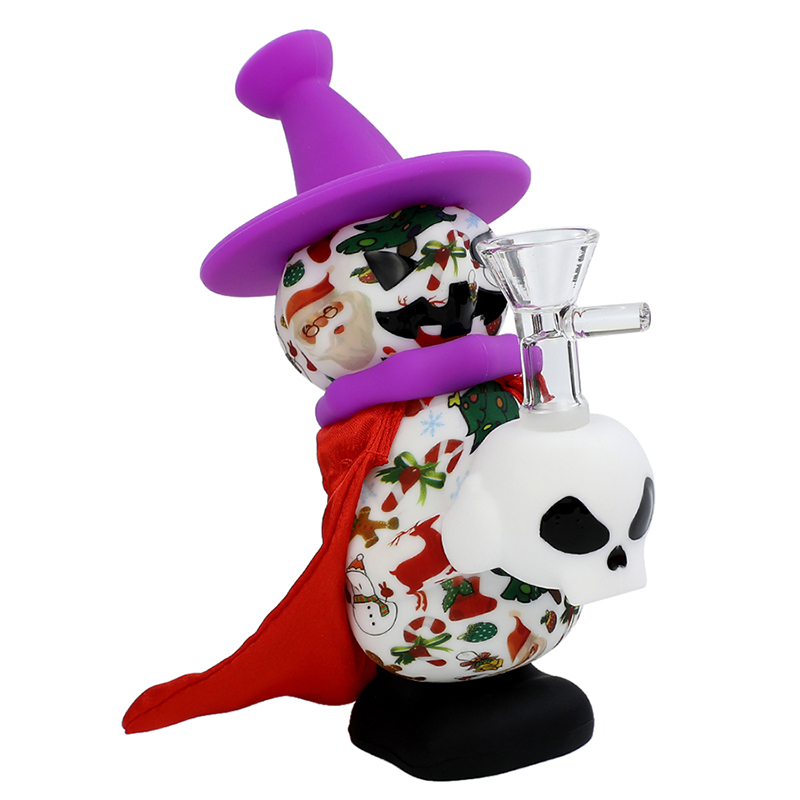 Christmas Snowman Smoking Pipes Unique Style Glass Silicone Pipes Tobacco Hand Pipe Oil Burner Bubbler Small Dab Rigs With Bowl