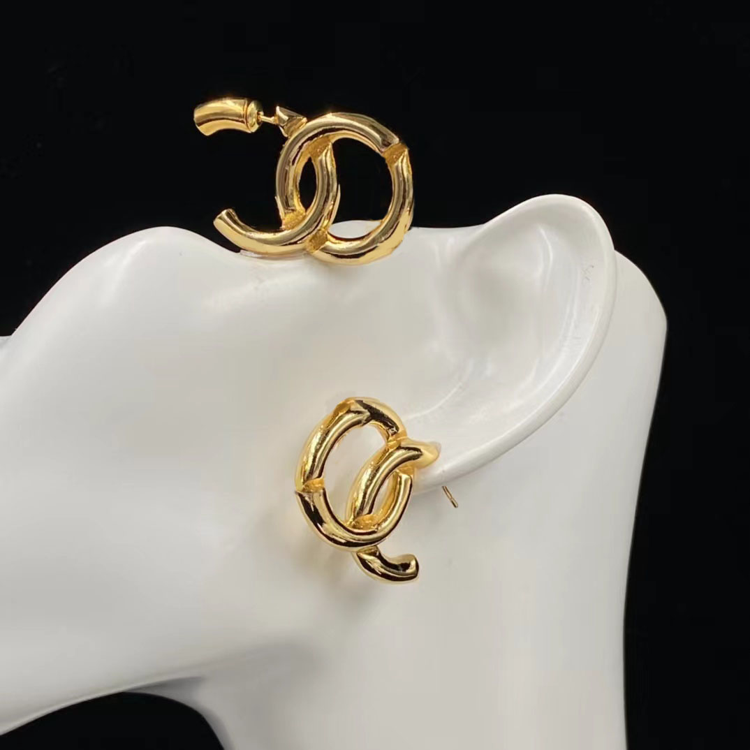 Boucles d'oreilles de créateur plaquées or 18 carats pour femmes, marque de luxe, deux lettres géométriques classiques, fête de mariage, bridal246f