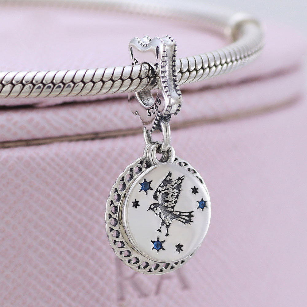 La perlina in argento sterling 925 si adatta ai braccialetti con ciondoli gioielli stile europeo Pandora-Collezione di personaggi scolastici Ciondolo uccelli
