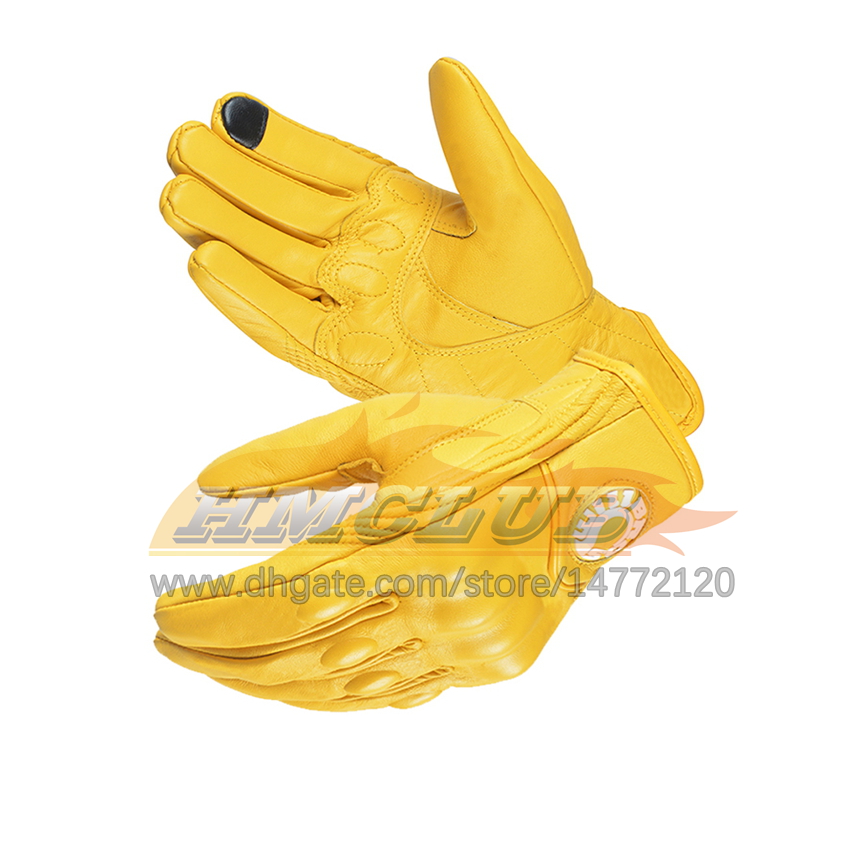 ST627 Gants En Cuir Moto Guantes Voyage En Plein Air Motocross Moto Vélo De Descente Moto Jaune Luvas Pour Hommes