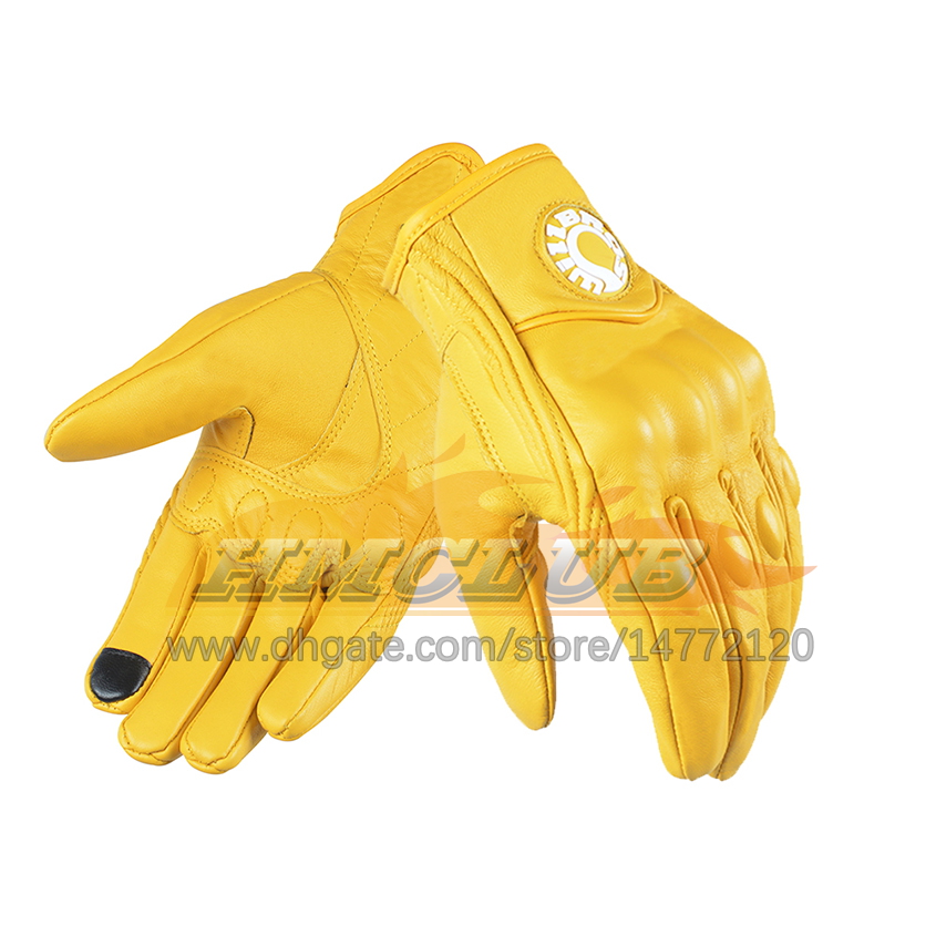 ST627 Gants En Cuir Moto Guantes Voyage En Plein Air Motocross Moto Vélo De Descente Moto Jaune Luvas Pour Hommes