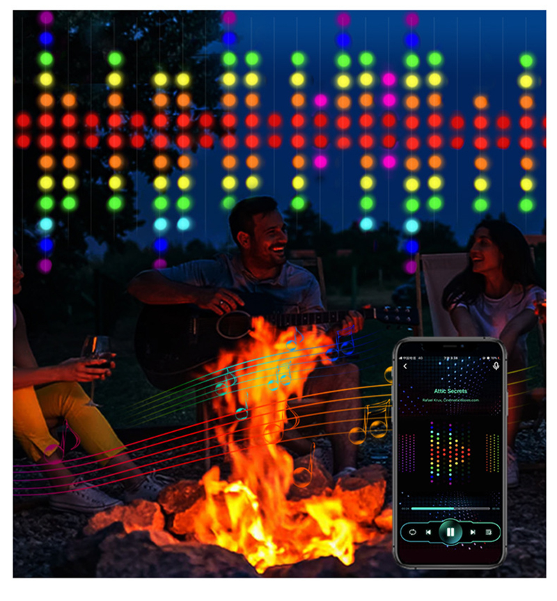 SMART LED -gardinsträngslampor Mönster Text Programmerbar musik Sync DIY 400LED MED REMOTE CONTROL -APP JUL