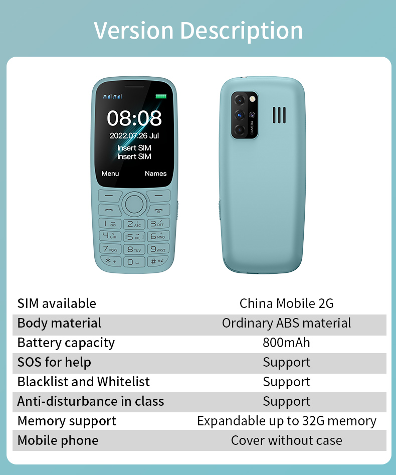 Soyes desbloqueado S10T Classic Bar Phone GSM 2G CELOLO DE CELOLO ALTER DULO CARTO SIM 800mAH Bateria 1.77 '' Exibir Ultra Slim Mobile FM Mp3 Torch