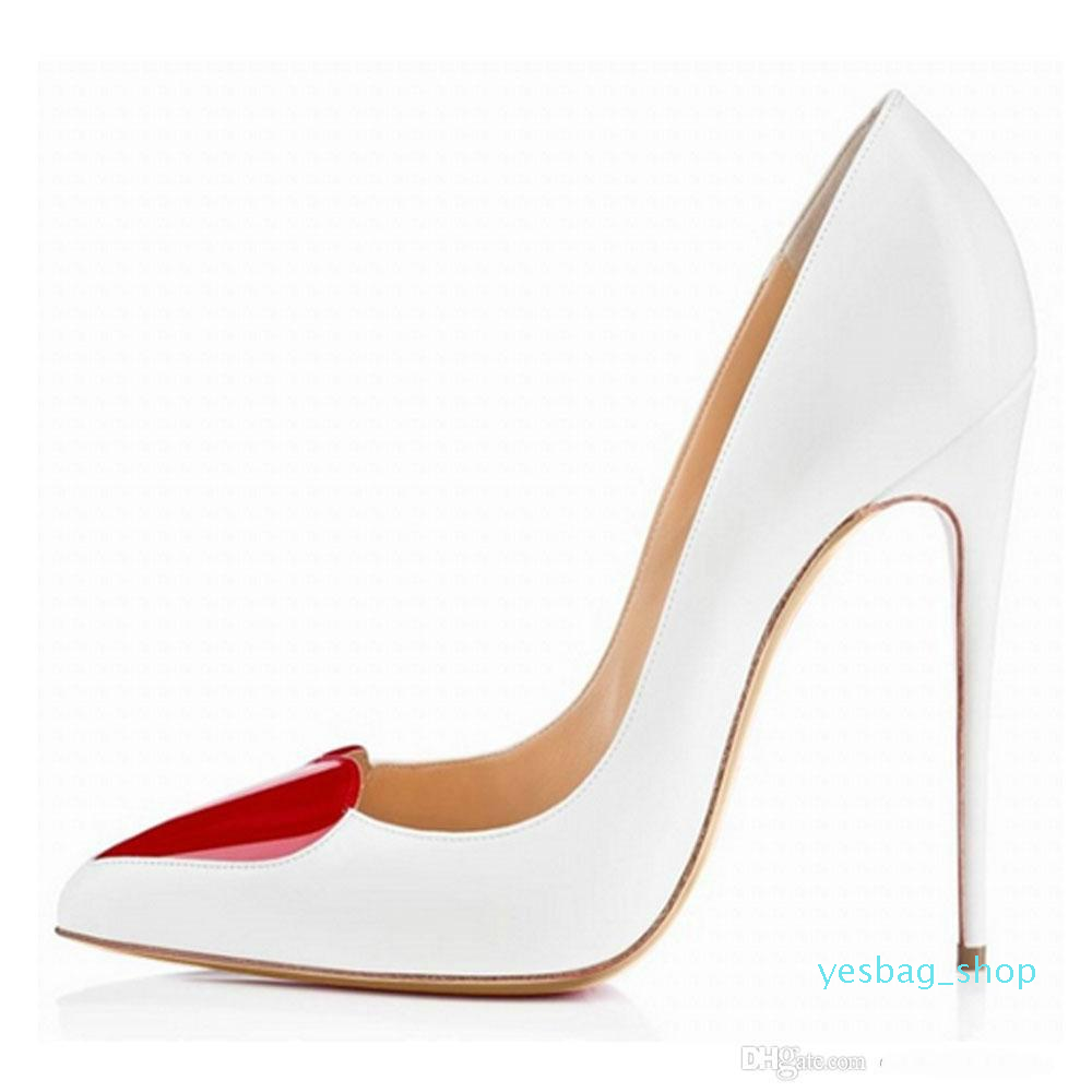 Colores de diseñador de marca Ladies Mujeres Bombas de tacones altos zapatos Vestido de novia de fiesta del dedo del pie puntiagudo Stiletto en forma de corazón 4-11 D0130