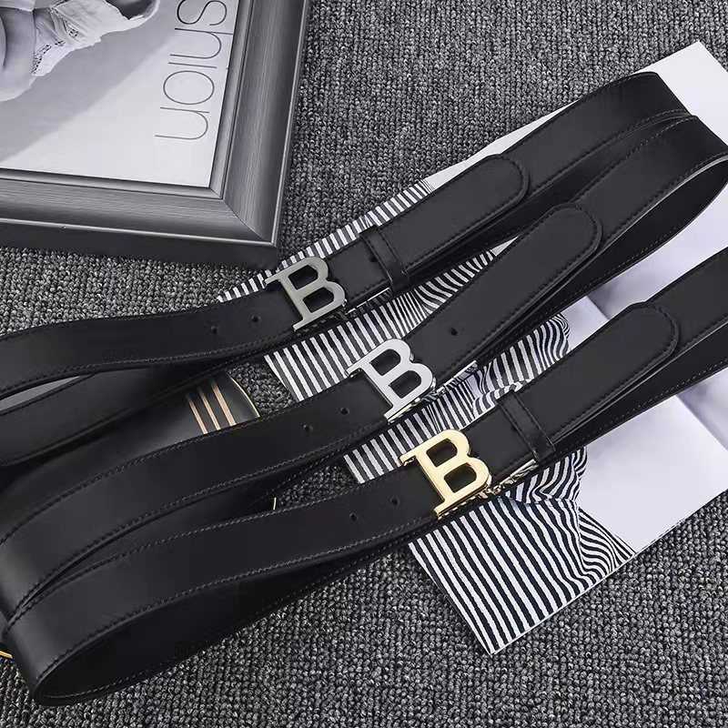 High-Quality Letter B Smooth Buckle Business Casual Belt Men Genuine Leather Belt 3 3CM Designer Brand Jeans Youth Belts Whole269D