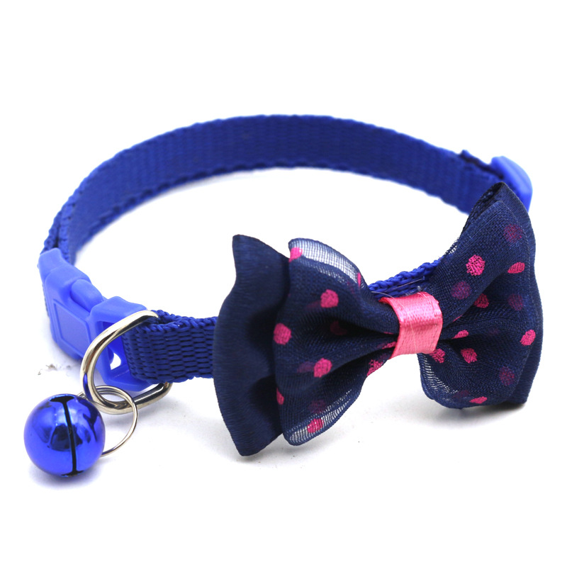 Dog Collars Apparel Set Söta husdjur Justerbar polyestervalp PET -krage med bowknot och klockor halsband för Cat Dekorate240s