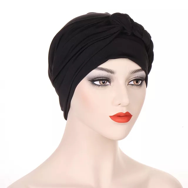 Solid Color Africa Braid Hijab Caps Muslim Wrap Hat Fashion Fashion Headtie Interior Hijabs Bonnet Pronto para usar