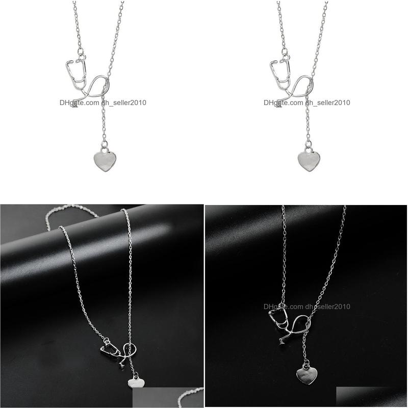 2024Pendant Necklaces Fashion Jewelry Stethoscope Heart Pendant Necklace Doctor Nurse Drop Delivery Necklaces Pendants Dhx7H