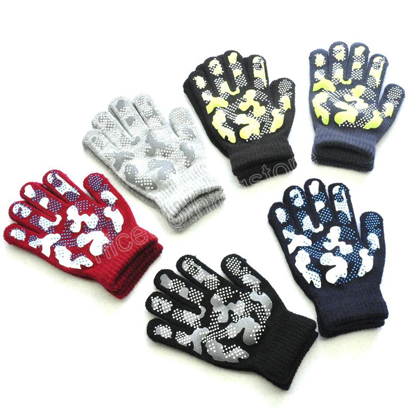 Camouflage Muster Kinder Winter Warme Gestrickte Handschuhe Für 5-11 jahre Kind Handschuhe Radfahren Outdoor Sport Nicht-slip Geschenke