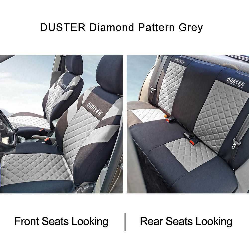 Universal Duster Printing Car Seat Cover Full Set Diamond Mönster präglad och 2 framsäten inre tillbehör