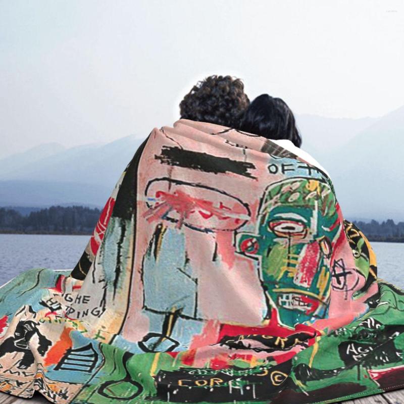 Coperte Basquiat Famoso Graffiti Coperta di flanella tutte le stagioni Tiro morbido multifunzionale biancheria da letto Divano Quilt223c