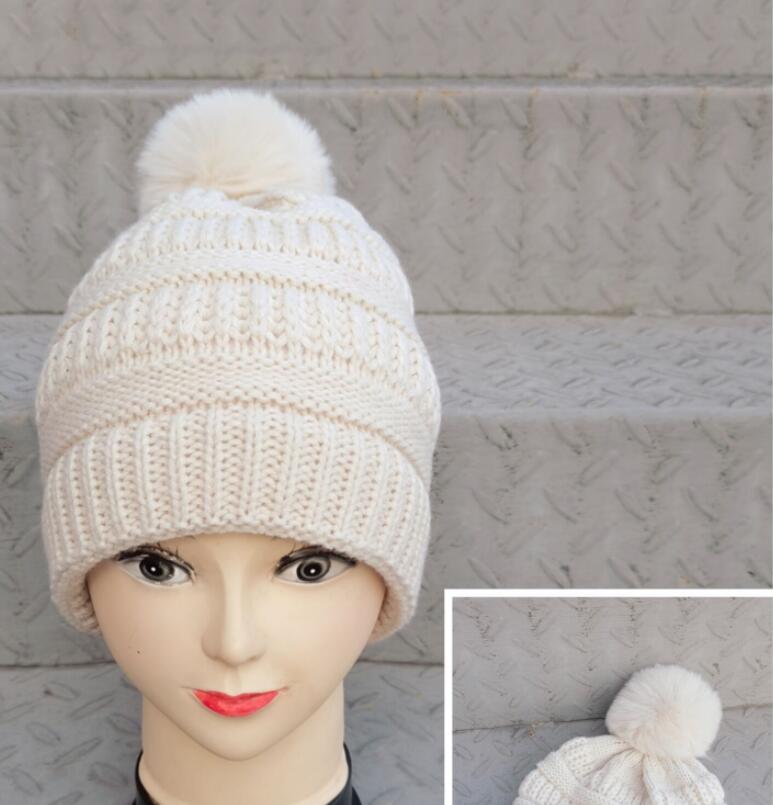 Beanie de malha de malha Hat pom pom acrílico malha boné inverno gorrosos quentes de pompom chapéus de bola para meninos meninas infantil esqui neve bonnet atacado