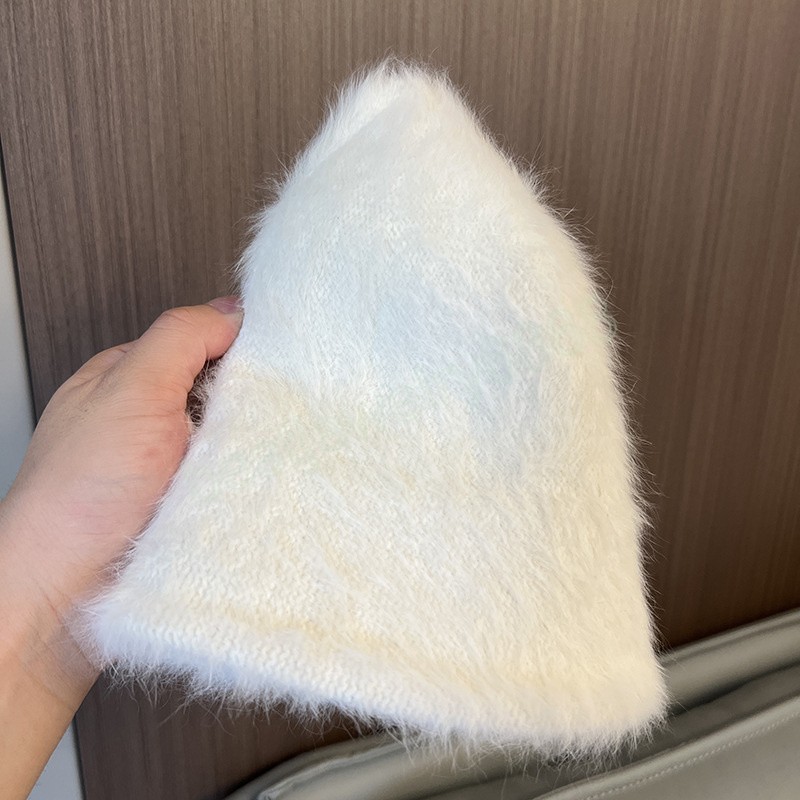 Moda Artificial Rabbit Fur Bucket Hat Women Autumn Inverno quente espessado pescador chapéu de pegador de pelama bacia Hat Lady Cap