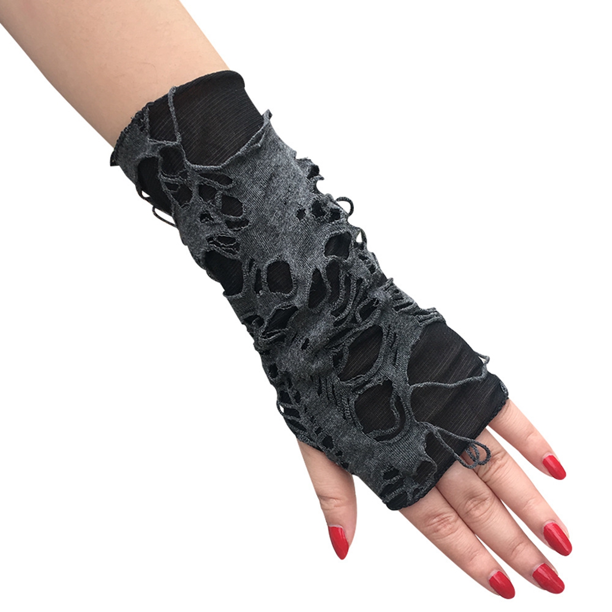 punk bedelaar zwart gescheurde stretch handschoenen kleding accessoires Halloween -handschoenen