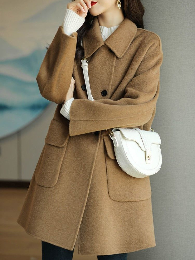 Giacche da donna Cappotto di marca famoso cappotto di lana medio e lungo donna autunno inverno versione coreana cappotto di lana temperamento sciolto 220930