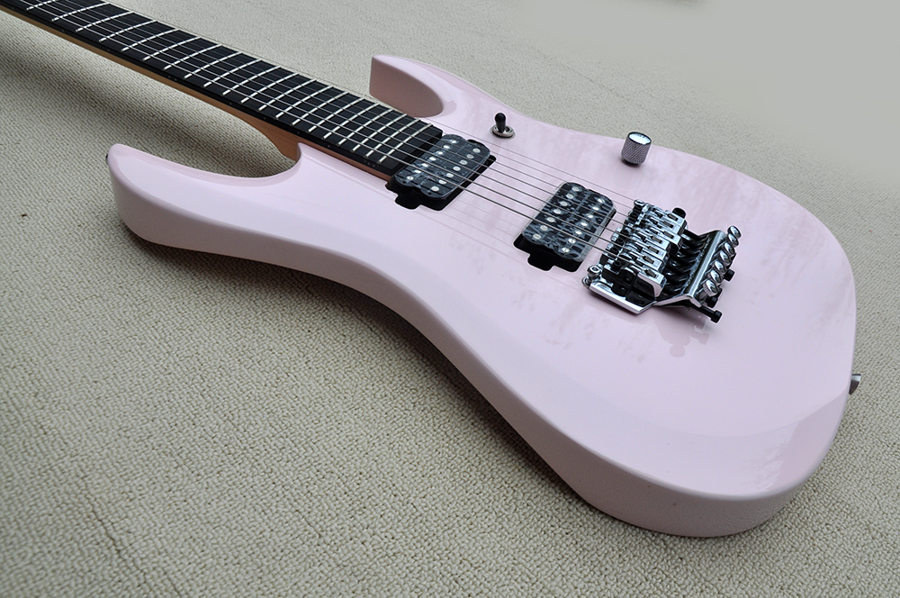 Factory Custom Pink Electric Guitar with 7 Strings Chrome Hardware Rosewood Fretboard Can be Customized