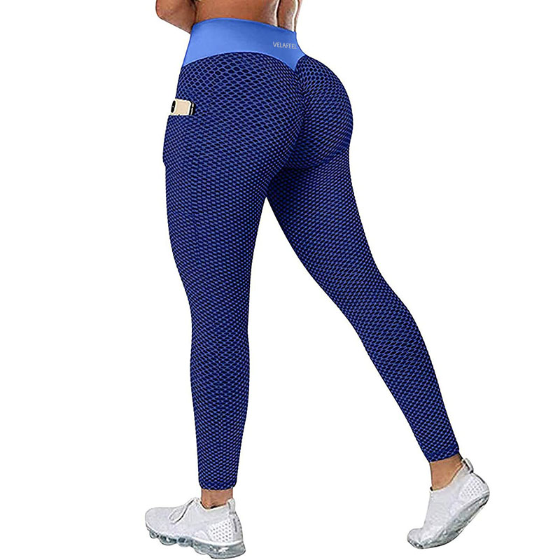 Kadın yoga pantolonları Amazon ganimet kaldırma petek köpük spor salonu kıyafeti spor taytı koşu Atletik cep taytı