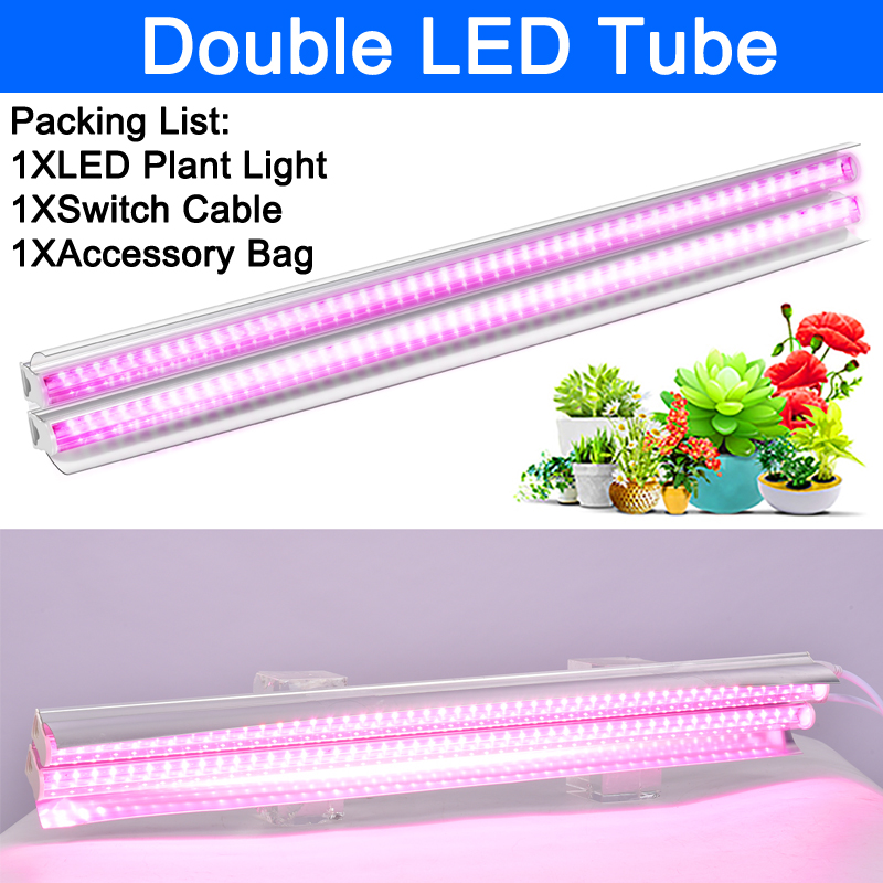 2ft T5 HO LED -Wachstum Wachstum Lichter Volles Spektrum Doppelrohr integrierter T5 -Streifenstangenanbau Lampen -Lampen -Einsparungen Ein/Aus -Ziehkette enthalten