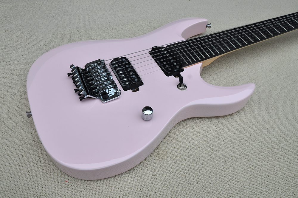 Factory Custom Pink Electric Guitar with 7 Strings Chrome Hardware Rosewood Fretboard Can be Customized
