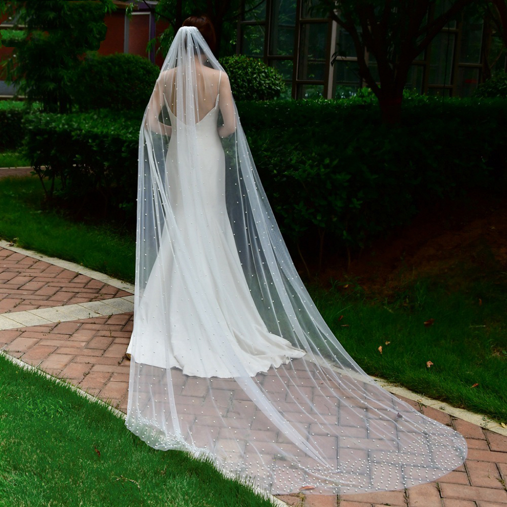 Bridal Veil Wholesale Wedding Dress Beads 3m Veil Luxury long tail ZD145