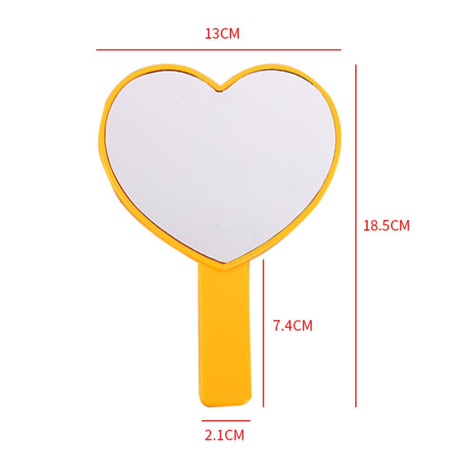 Heart Shaped Travel Handheld Mirrors Cosmetic Hand Mirror with Handle Makeup Mirror Cute love shape Home Tools