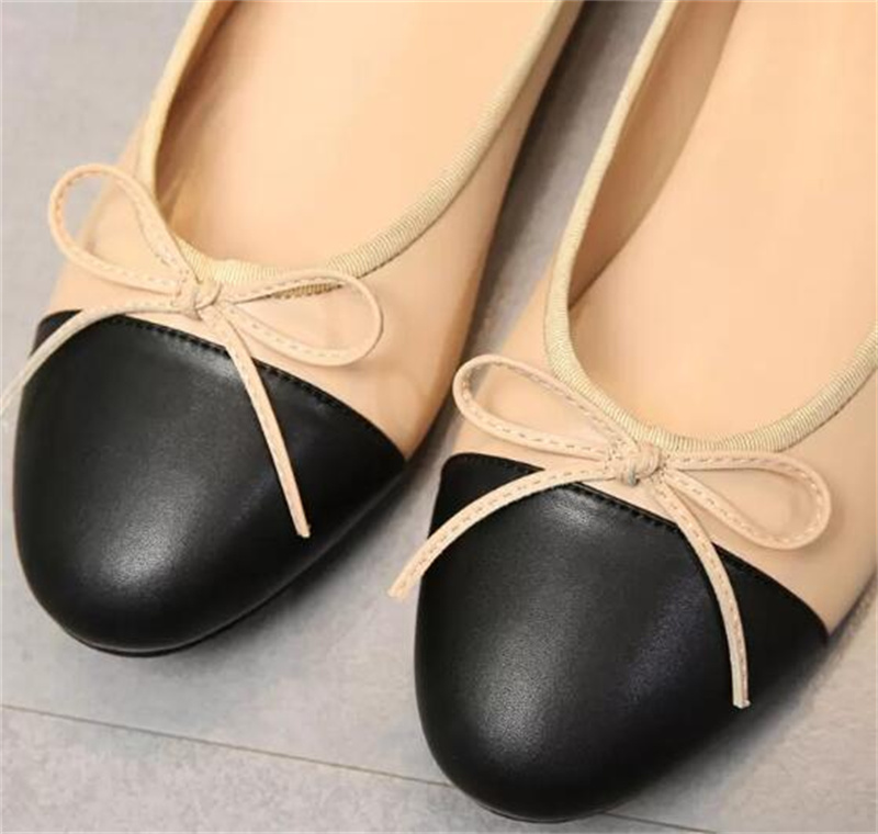 Luxury Dress Shoes Ballet Flats Dance Shoes Boat Shoe Sandal Lazy Loafers Classic Designer Autumn 100% Cowhide Fashion Women Black Flat Lady Leather with Box Spring