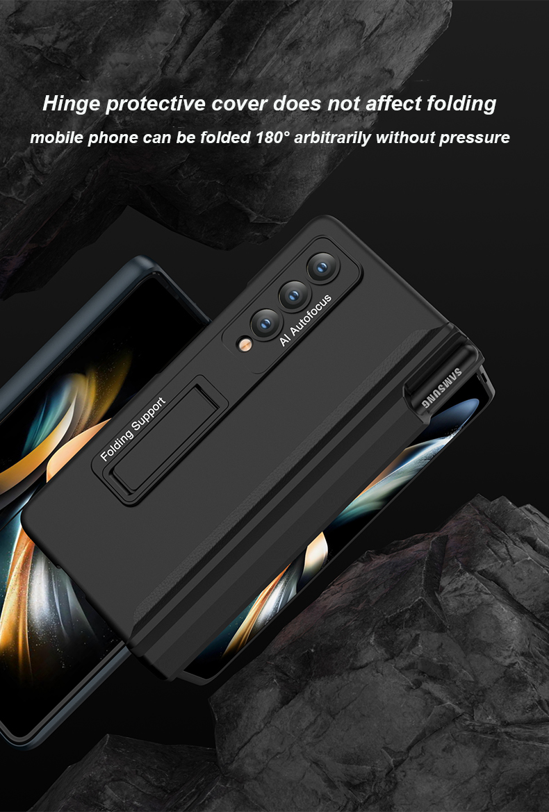 Samsung Galaxy Z Fold 4ケースガラスフィルムプロテクターサイドペンホルダースタンドカバーの磁気ヒンジケース