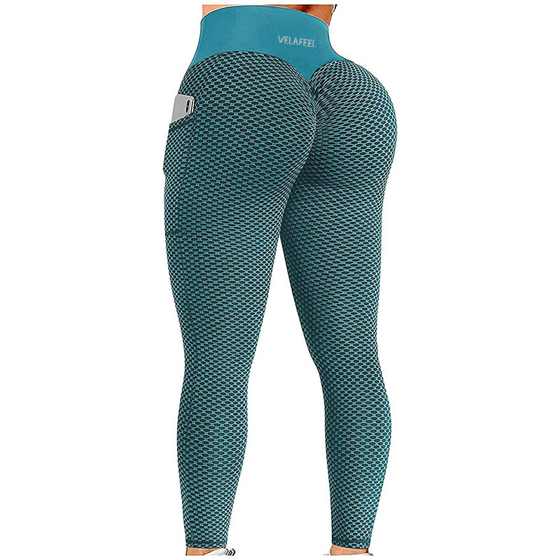 Pantalon de yoga pour femmes Amazon booty-lift mousse nid d'abeille tenue de sport leggings de sport course leggings de poche athlétiques