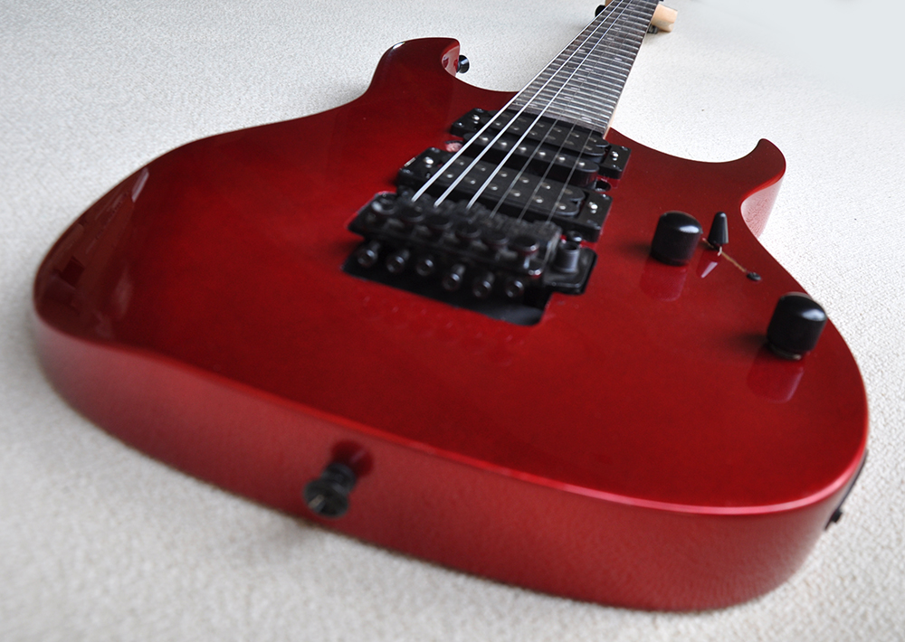 Factory Custom Metal Red Electric Guitar with Rosewood Fretboard Black Hardware HSH Pickups Can be Customized