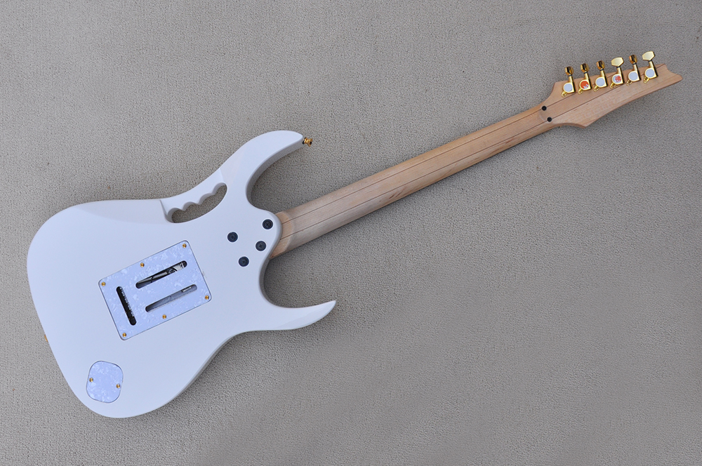 Factory Custom Left handed White Electric Guitar with Rosewood Fretboard Gold Hardware Scalloped Neck on Last 4 frets Can be Customized