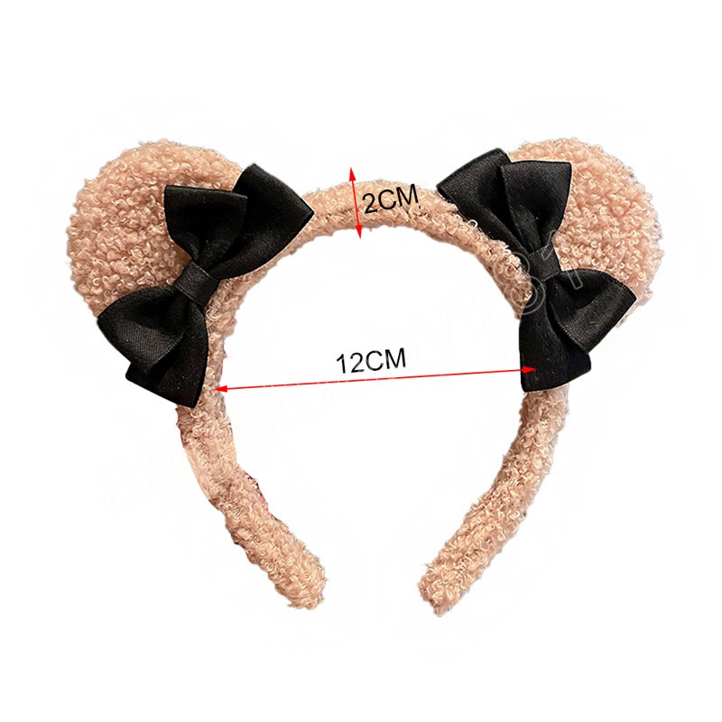 Fascia capelli con orecchie da orso carino bambini ragazze fascia capelli con fiocco in peluche bella fascia capelli lavata da donna accessori capelli alla moda