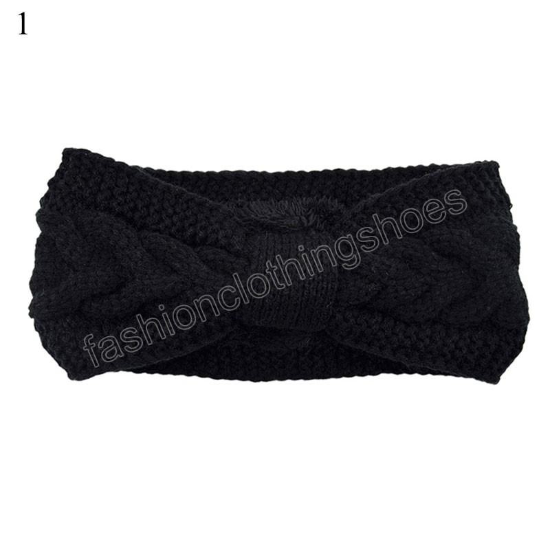 Hiver plus chaud oreille tricoté bandeau Turban femmes Crochet laine croix large Stretch solide bandeau bandeau cheveux accessoires