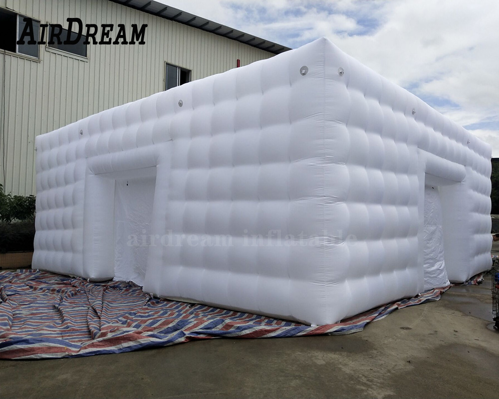 Large white Inflatable Square Tent sport marquee With colorful lights inflatables cubic structure building tent for event party