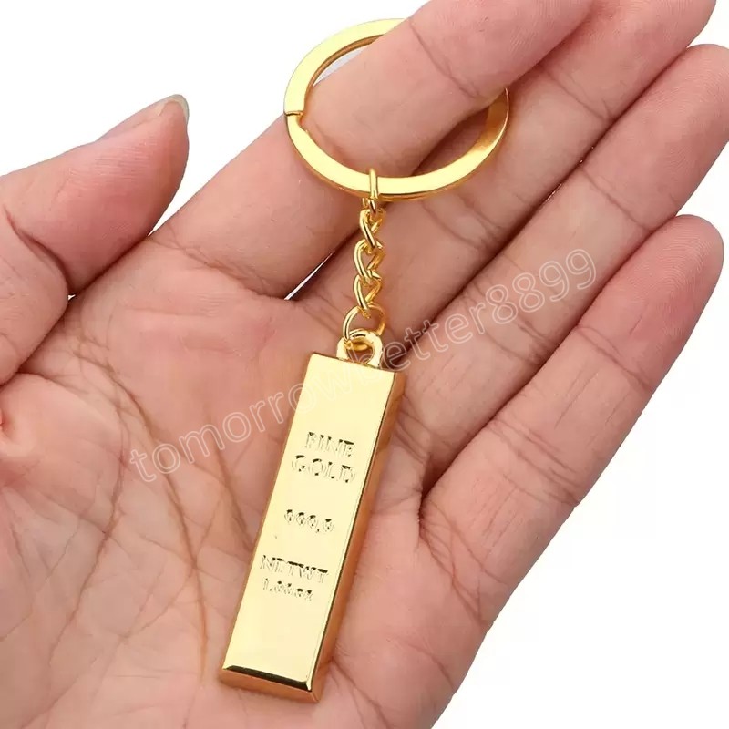 Gold Bar Keychain Pendant Metal Keychains Keyring Car Key Chain Creative Christmas Gift