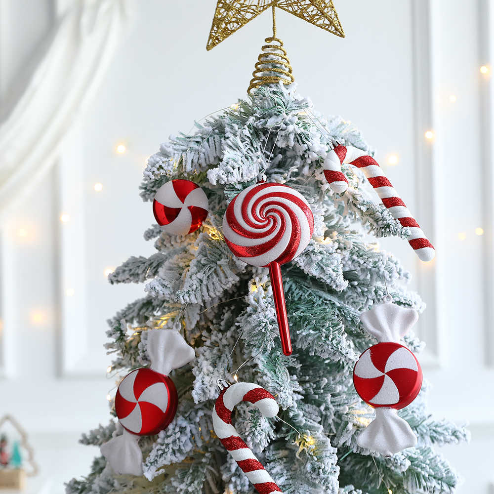 زينة الكريسماس 1 صندوق عيد الميلاد حلوى قصب معلقة زخرفة بيضاء حمراء مصاصة قصب قلادة شجرة عيد الميلاد المنزل حفلة رأس السنة ديكور عيد الميلاد 2023 T220929