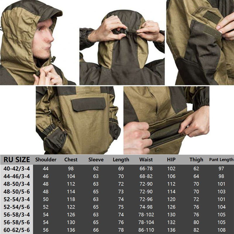 Mens Tracksuits Mege Tactical Camouflage Military Russia Combat Uniform Set Working Clothing Outdoor Airsoft Paintball CS Gear Training uniform 220930