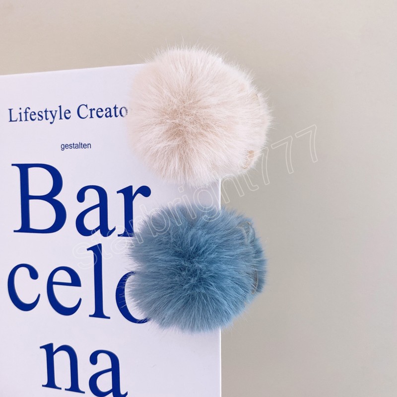 Carino Dolce Ragazze Forcine Barrettes Pelliccia Sintetica Peluche Artiglio Dei Capelli Soffici Pompon Fermagli Capelli Coreano Copricapo Accessori Capelli FAI DA TE