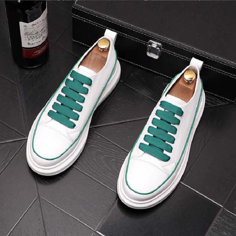 Men's New Brand High-Top Shoes Trend Versatile Slats Lace-Up Flats Shoes Zapatos Hombre Dh9