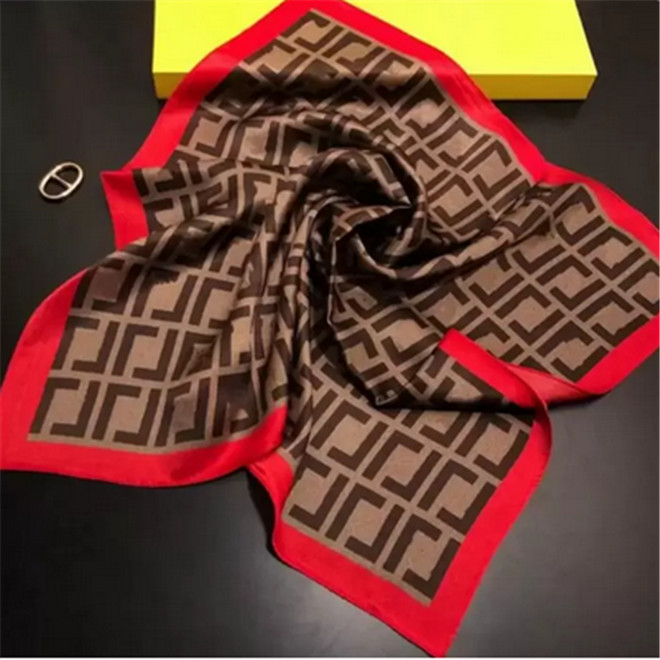 Dames bedrukte borduursjaal Zijden print Foulard satijnen vierkante hoofddoeken Dames luxe designer sjaals188L