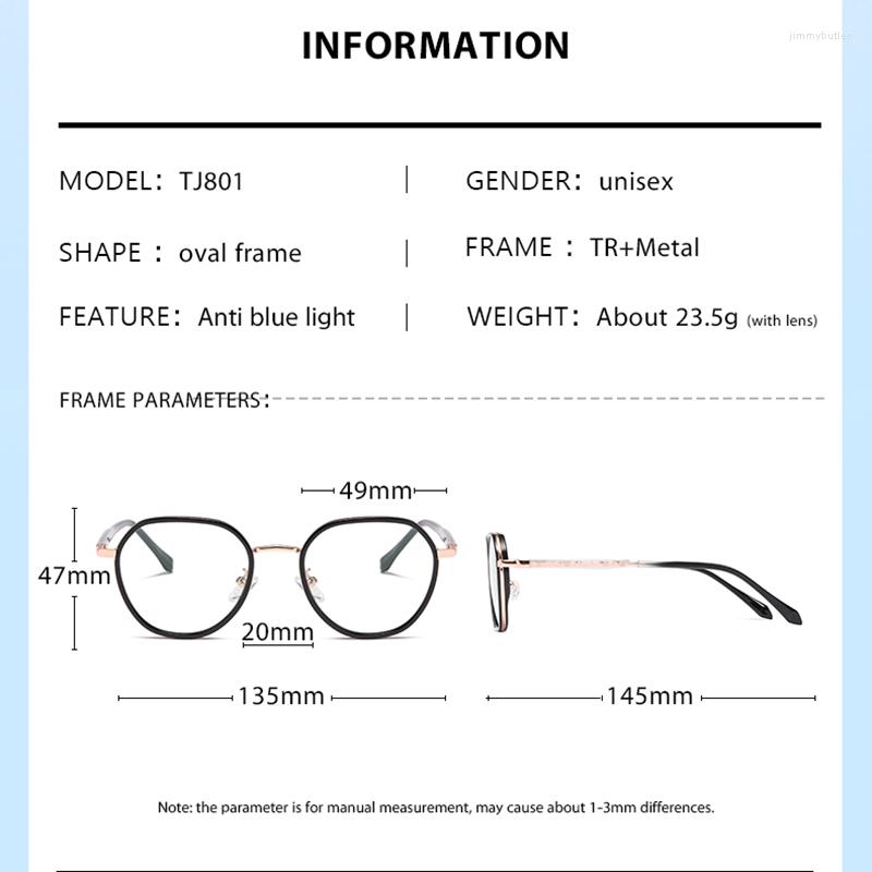 Güneş Gözlüğü Çerçeveleri Kadınlar İçin Anti Mavi Işık Engelleme Gözlükleri Erkekler 2022 Trend Vintage TR90 Bilgisayar Goggles Optik Gözlükler TJ801286W