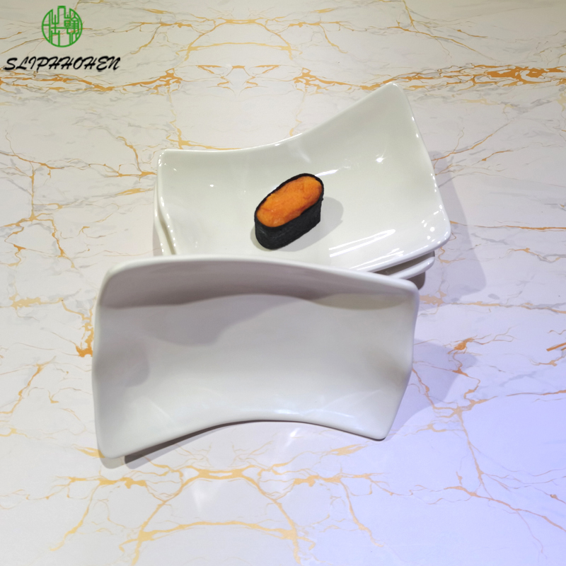 Lrregular Dinner Plates Hotel Restaurant Dinnerware White Soup Dinsh A5 Melamine Throw Resistant Tableware