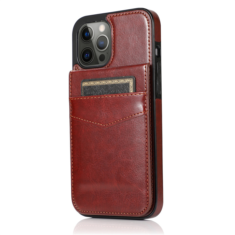 Business Wallet Case for iPhone 15 14 13 12 11 Pro Max 7 8 Plus Mini XR XS Max X Retro Flip Up and Down Leather Card Holder Call Phone Cover