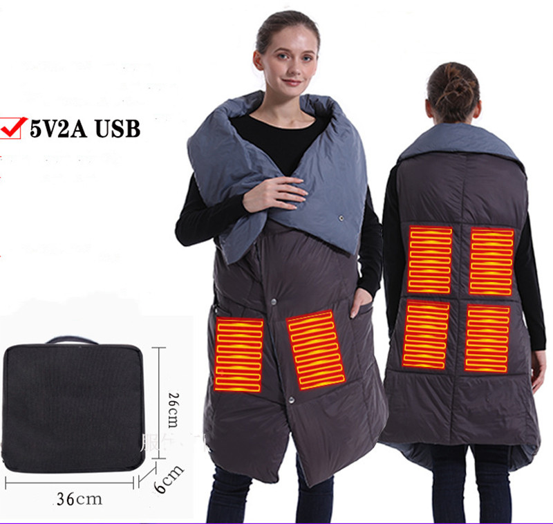 Coperte riscaldanti multifunzionali calde Designer Inverno Mantieni caldo Coperta riscaldante elettrica USB Gilet riscaldante Scialle riscaldante elettronico esterno