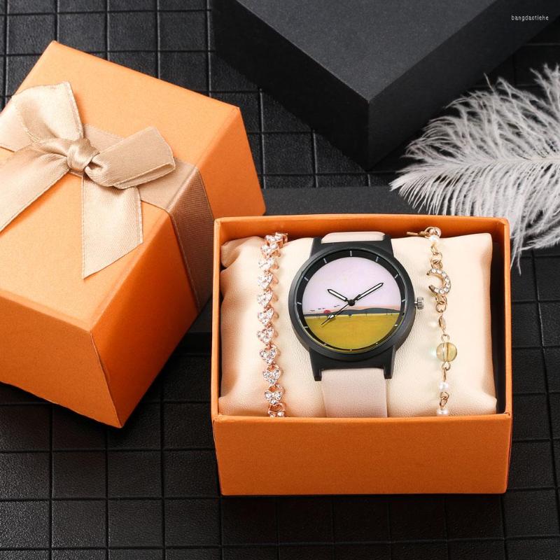 腕時計ファッション女性の時計ブレスレットセットラグジュアリーレディースウォッチクォーツ腕時計2022ガールフレンドのギフト286D